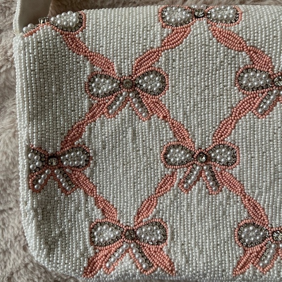 NWT Altar’d State Beaded Bag Cream and Pink Bows - Picture 11 of 13